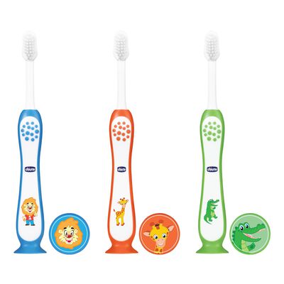 Toothbrush 3Y-8Y 3 Pack- Blue, Orange & Green